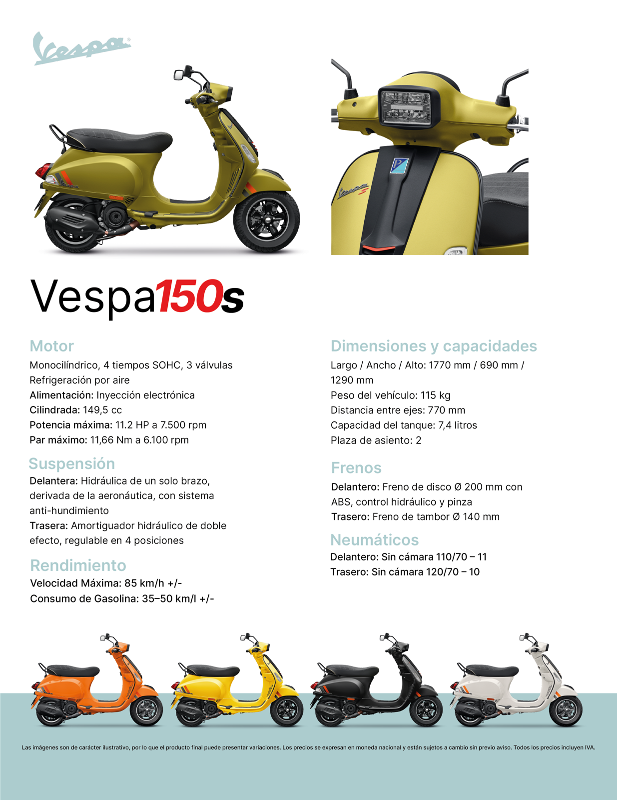 Ficha técnica Vespa 150 S