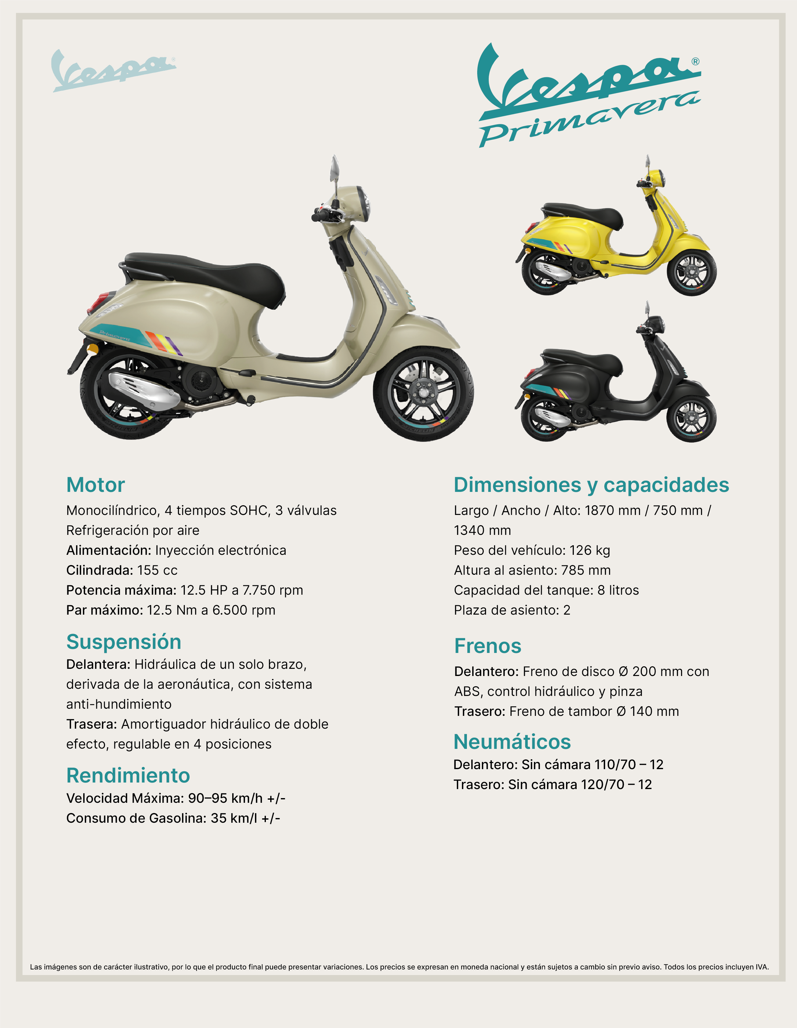 Ficha técnica Vespa PRIMAVERA