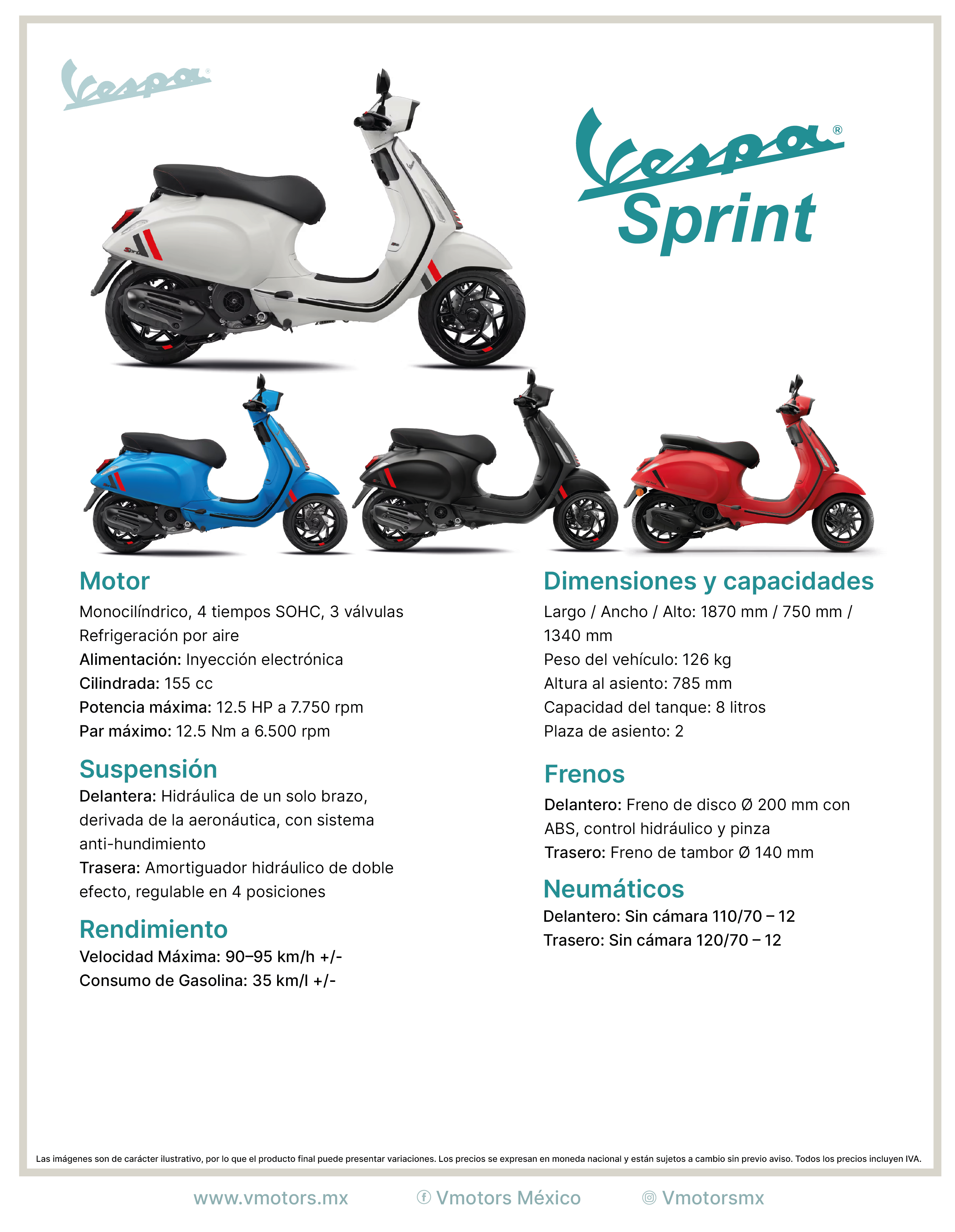 Ficha técnica Vespa SPRINT