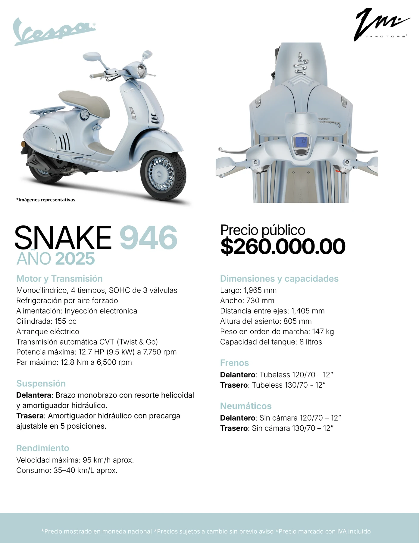 Ficha técnica VESPA 946 SNAKE